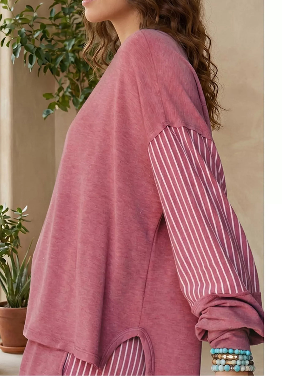 Striped Boat-Neck Top and Wide-Leg Pants Set