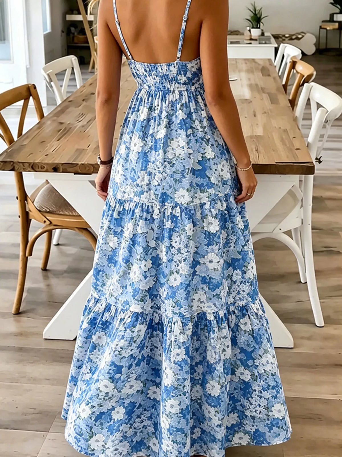 Floral Tiered Maxi Dress with Spaghetti Straps