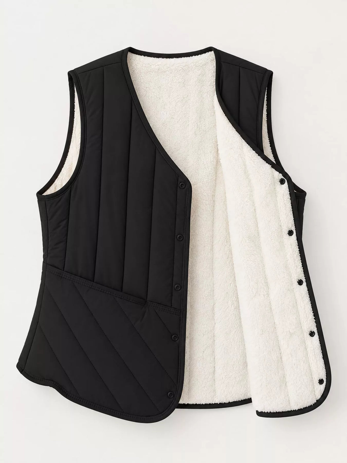 Quilted Button-Up Vest Coat