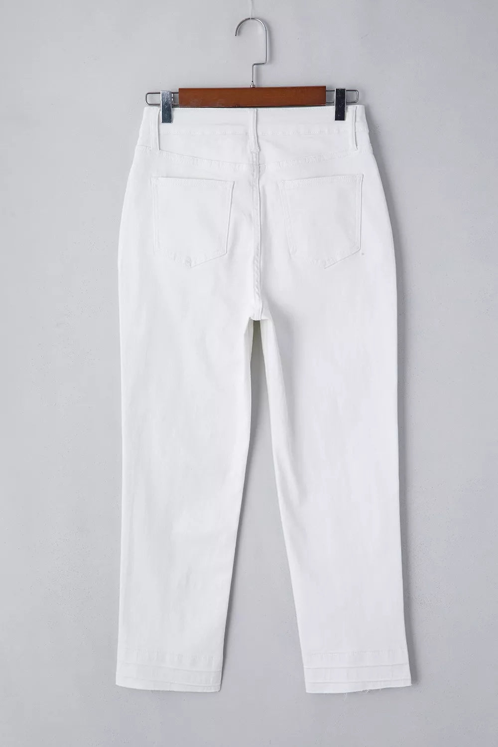 High-Waisted Straight Leg Jeans in White