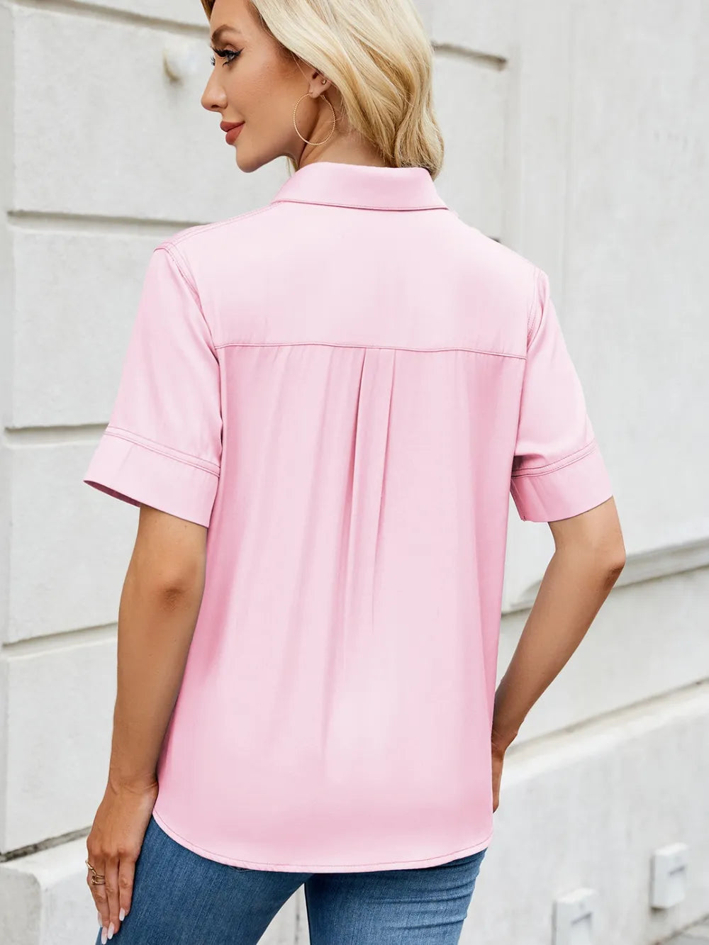 Collared Short Sleeve Shirt by Moni Wear