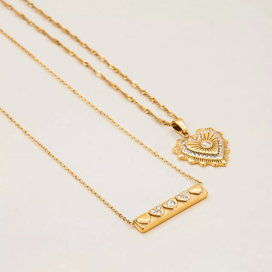 Gold Solene Zircon Pendant Necklace - Ilussa