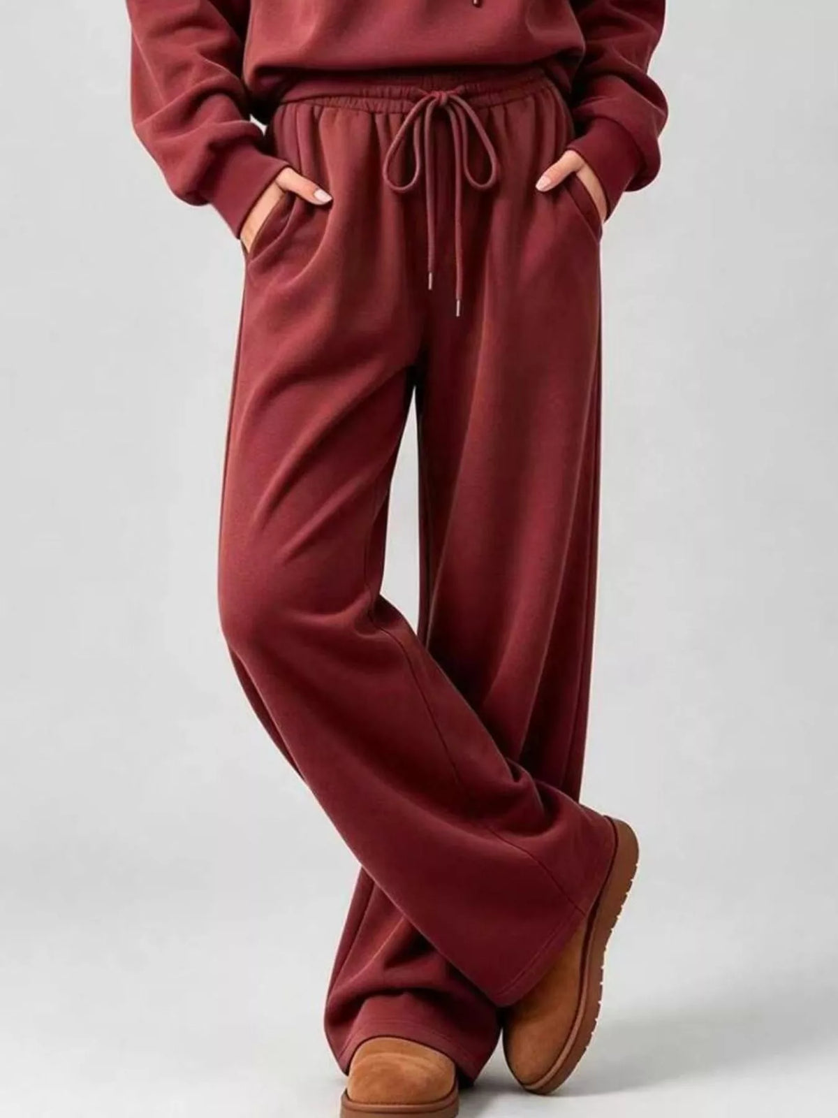 Dropped Shoulder Hoodie and Wide-Leg Pants Set