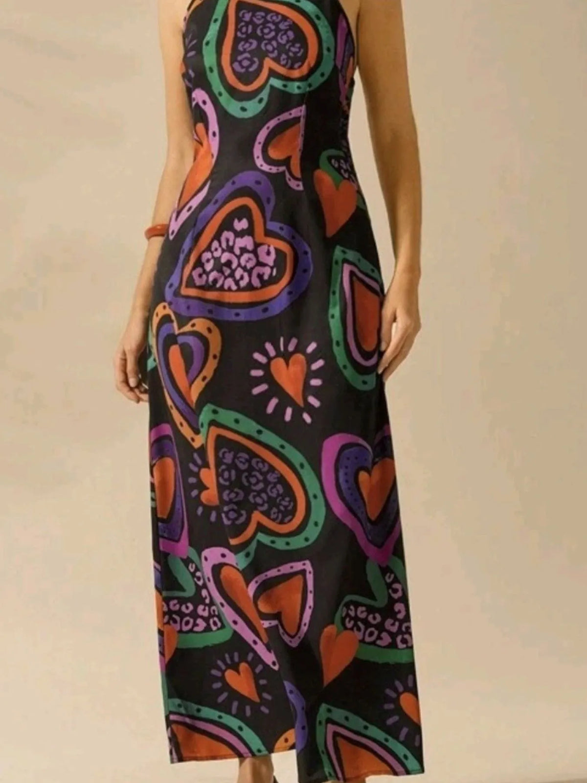 Printed Sleeveless Maxi Dress with Tie Detail by Rosaline