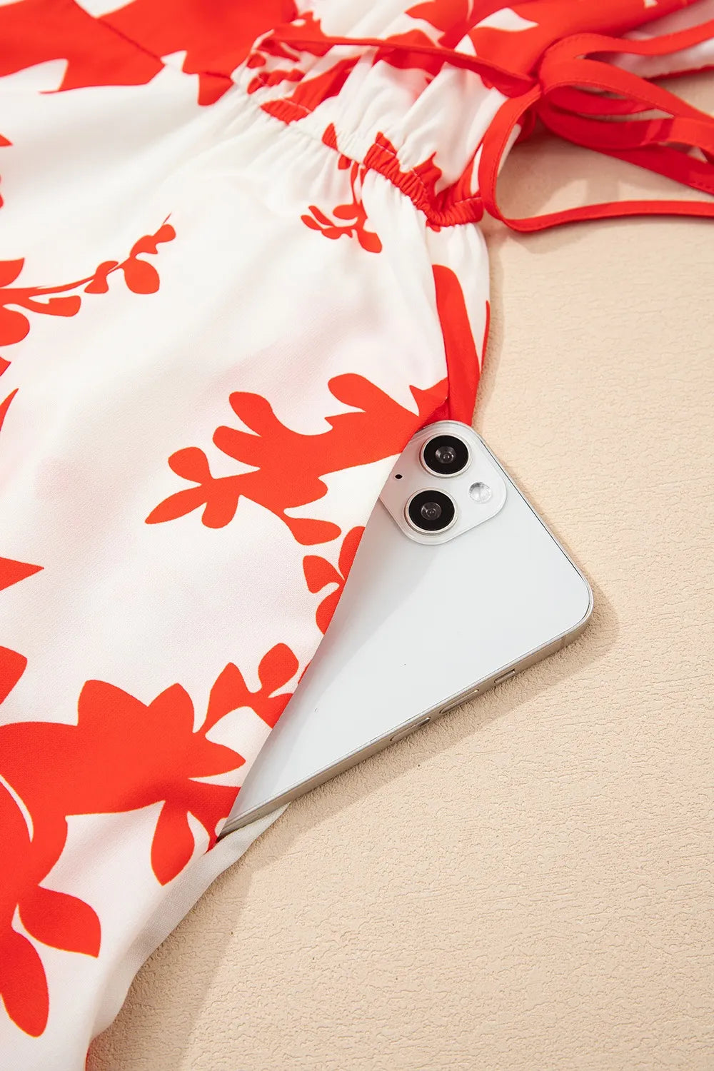 Floral V-Neck Midi Dress in Orange