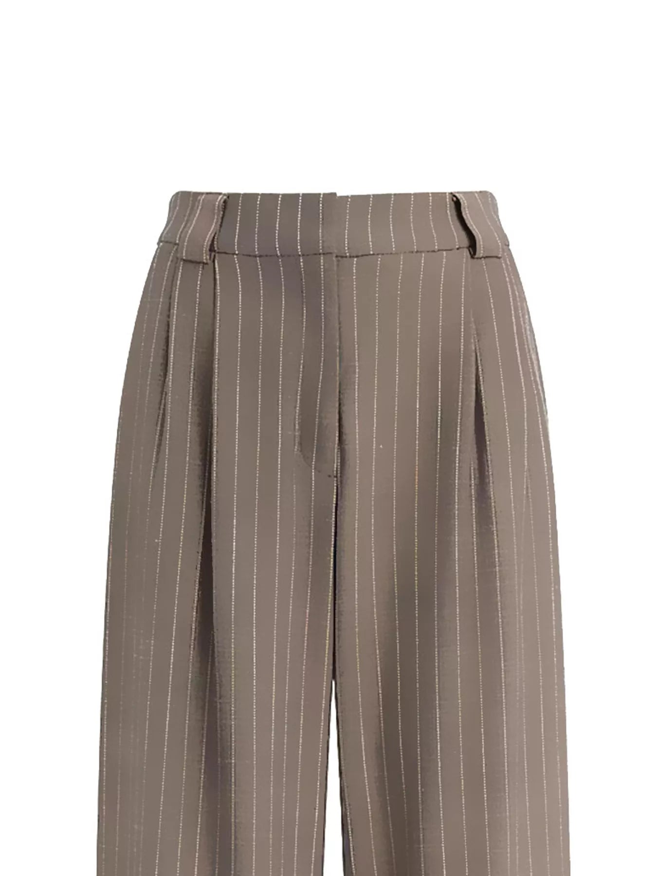 Striped Wide Leg Pants in Beige