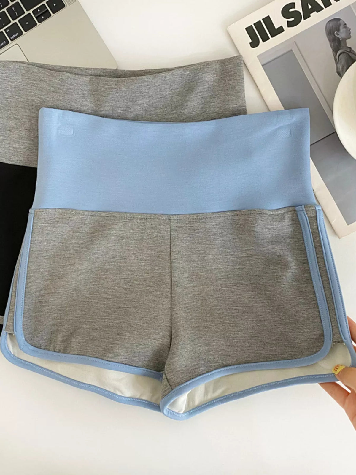 High-Waisted Contrast Trim Shorts