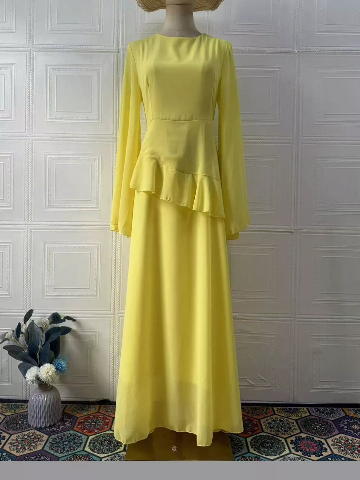 Ruffled Flare Sleeve Maxi Dress
