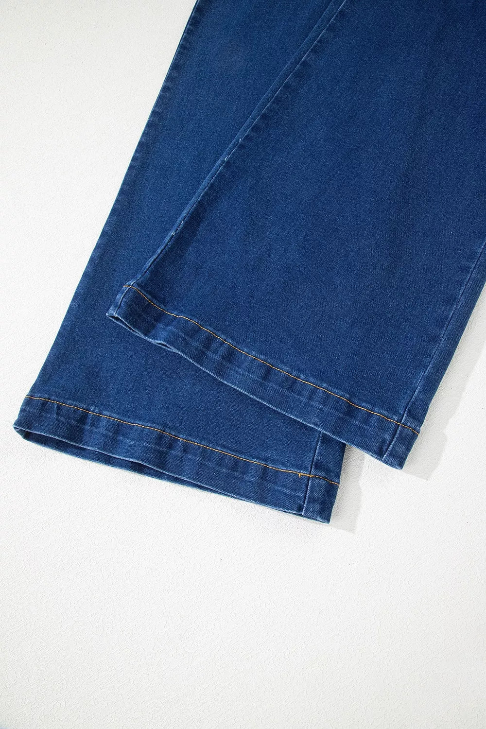 Hardware Patched Pocket Wide Leg Jeans in Navy