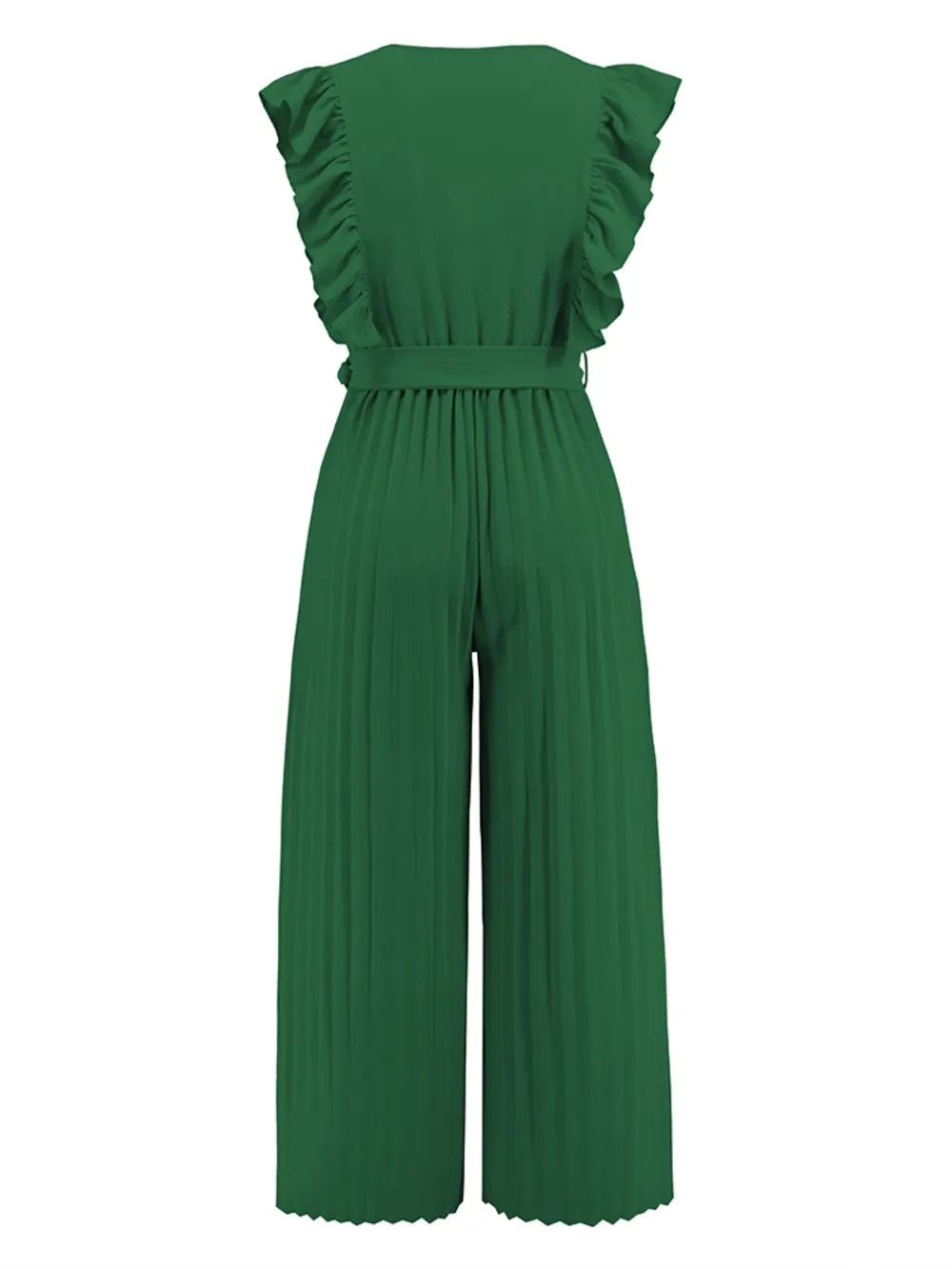 Ruffled Surplice Cap-Sleeve Jumpsuit