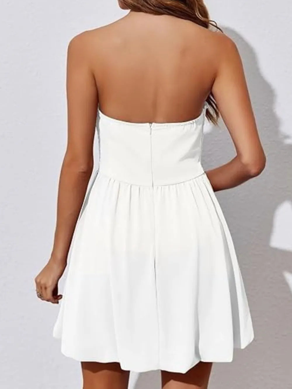 Ruched Tube Mini Dress in White