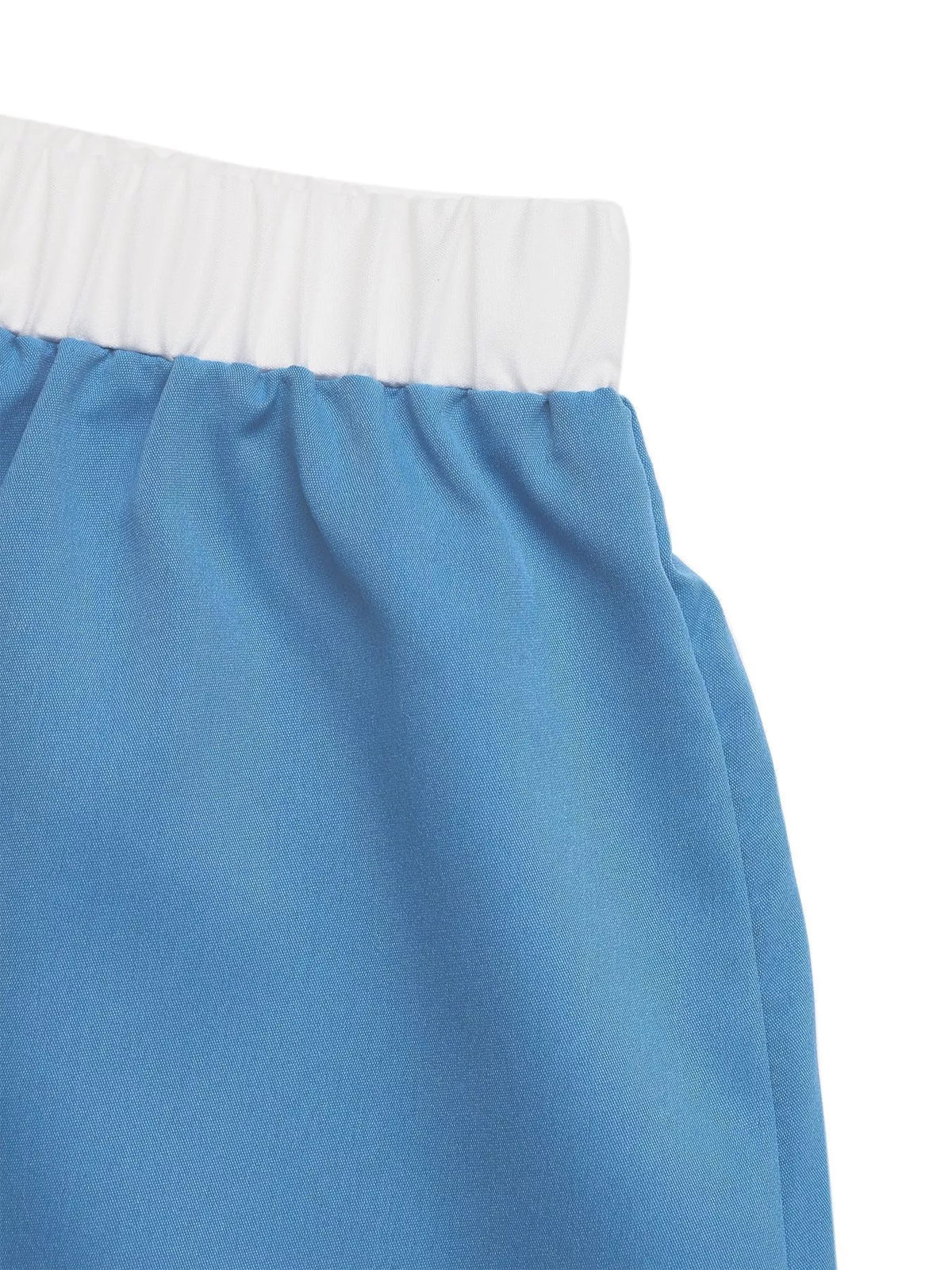 Floral Print Color-Block Skirt in Blue