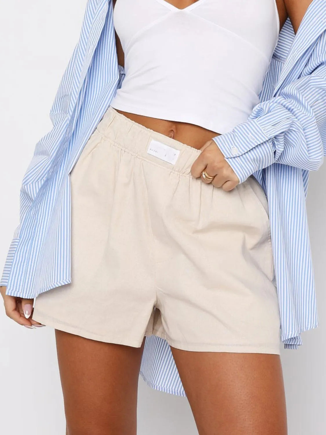 Elastic-Waist Shorts with Pockets