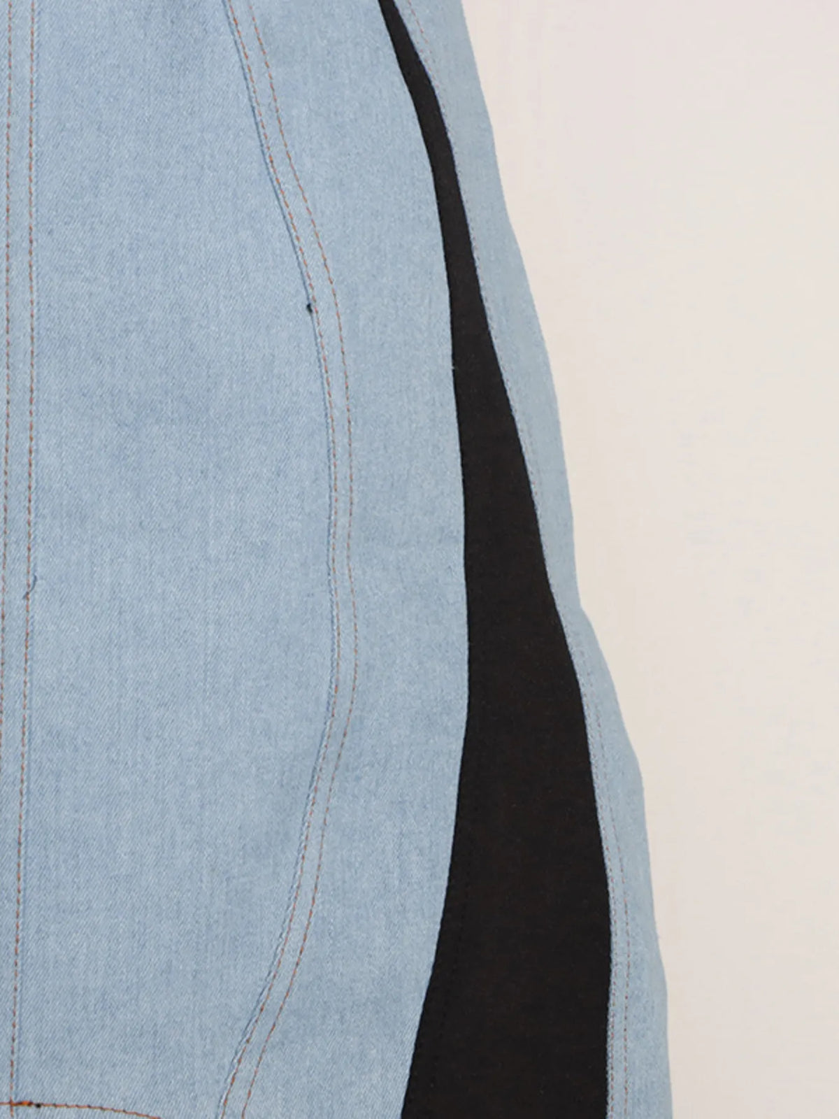 Contrast Adjustable Strap Denim Dress in Blue