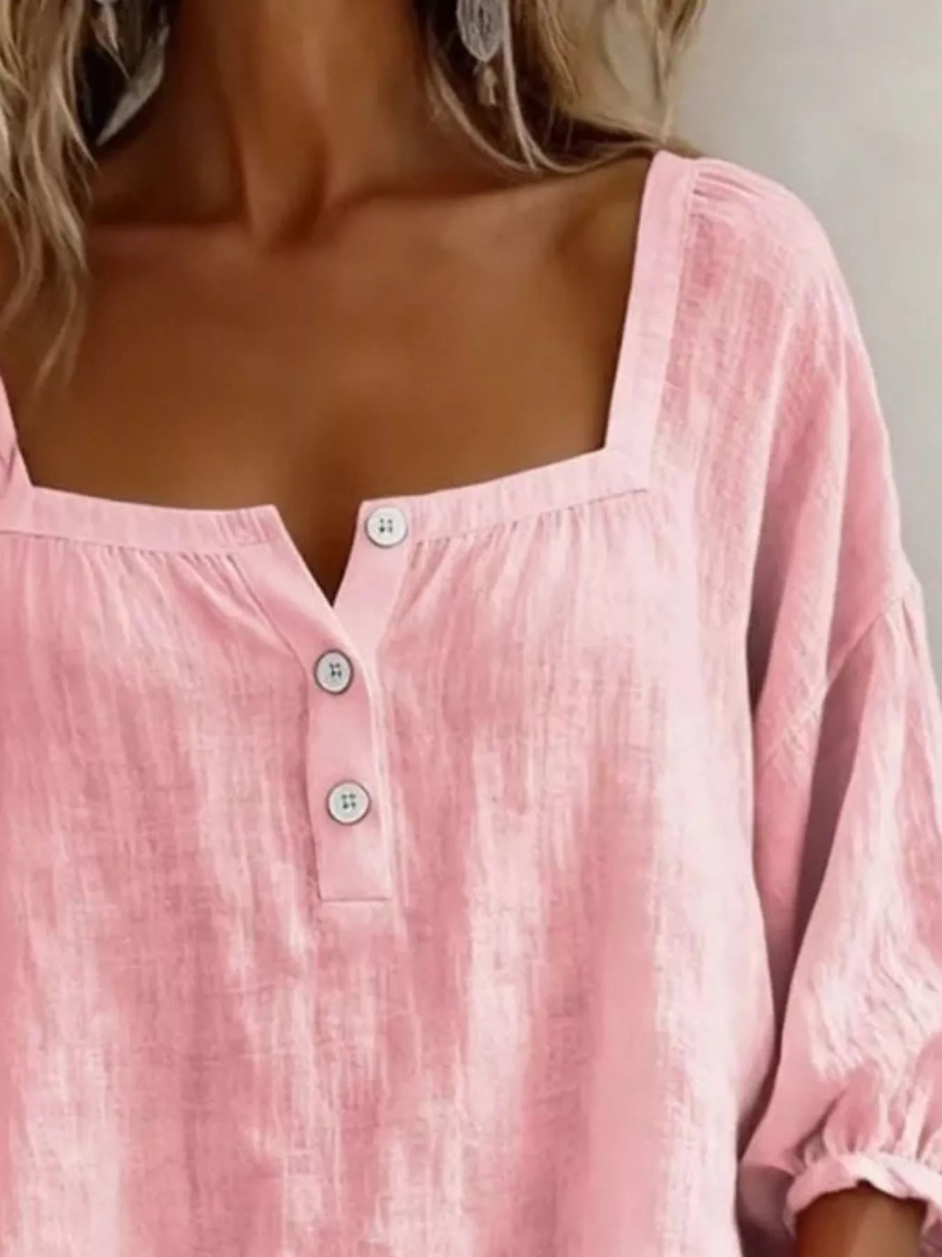 Square Neck Button Detail Blouse