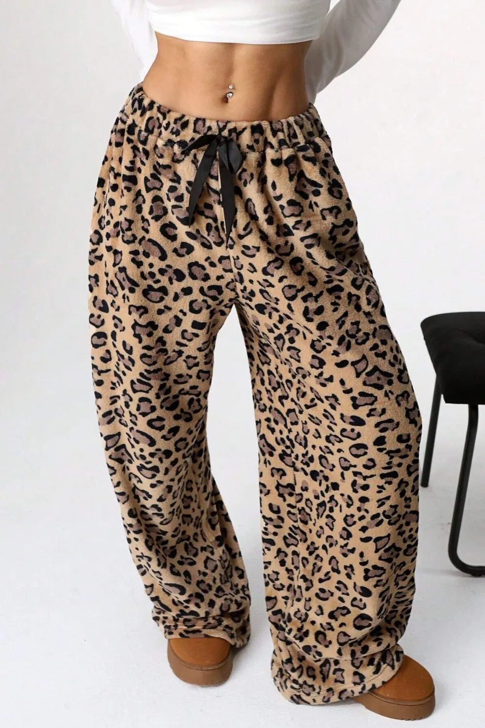 Wide Leg Pants in Leopard Print