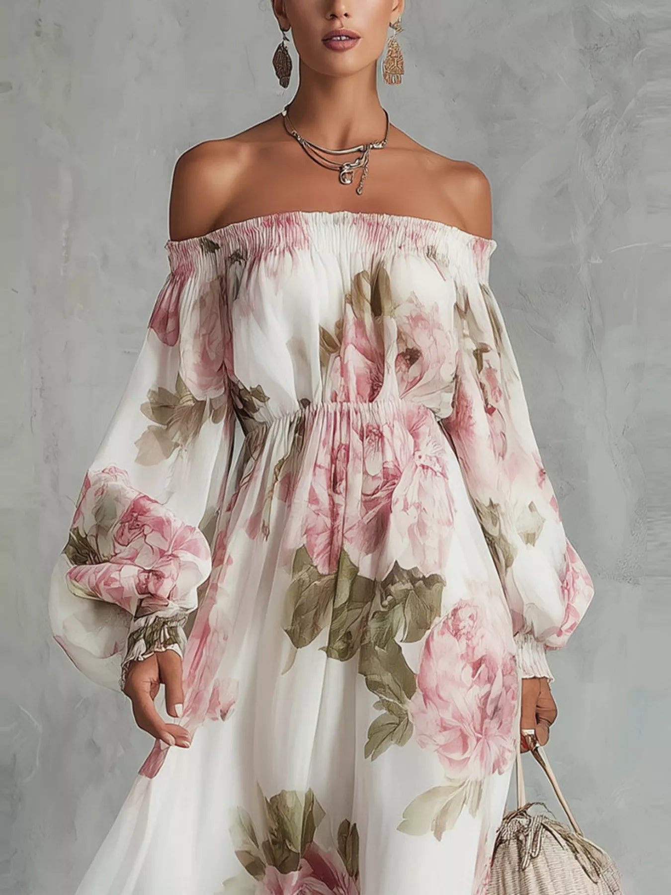 Floral Off-Shoulder Maxi Dress