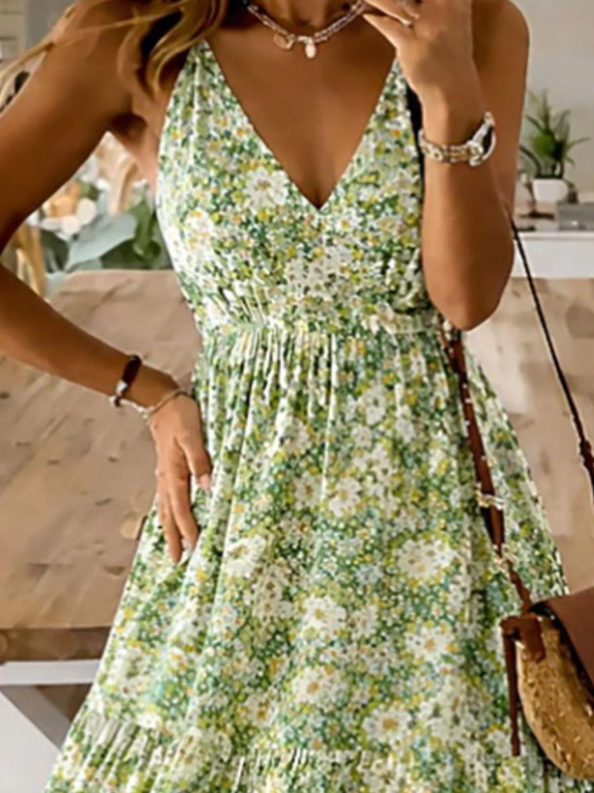 Floral Tiered Maxi Dress with Spaghetti Straps