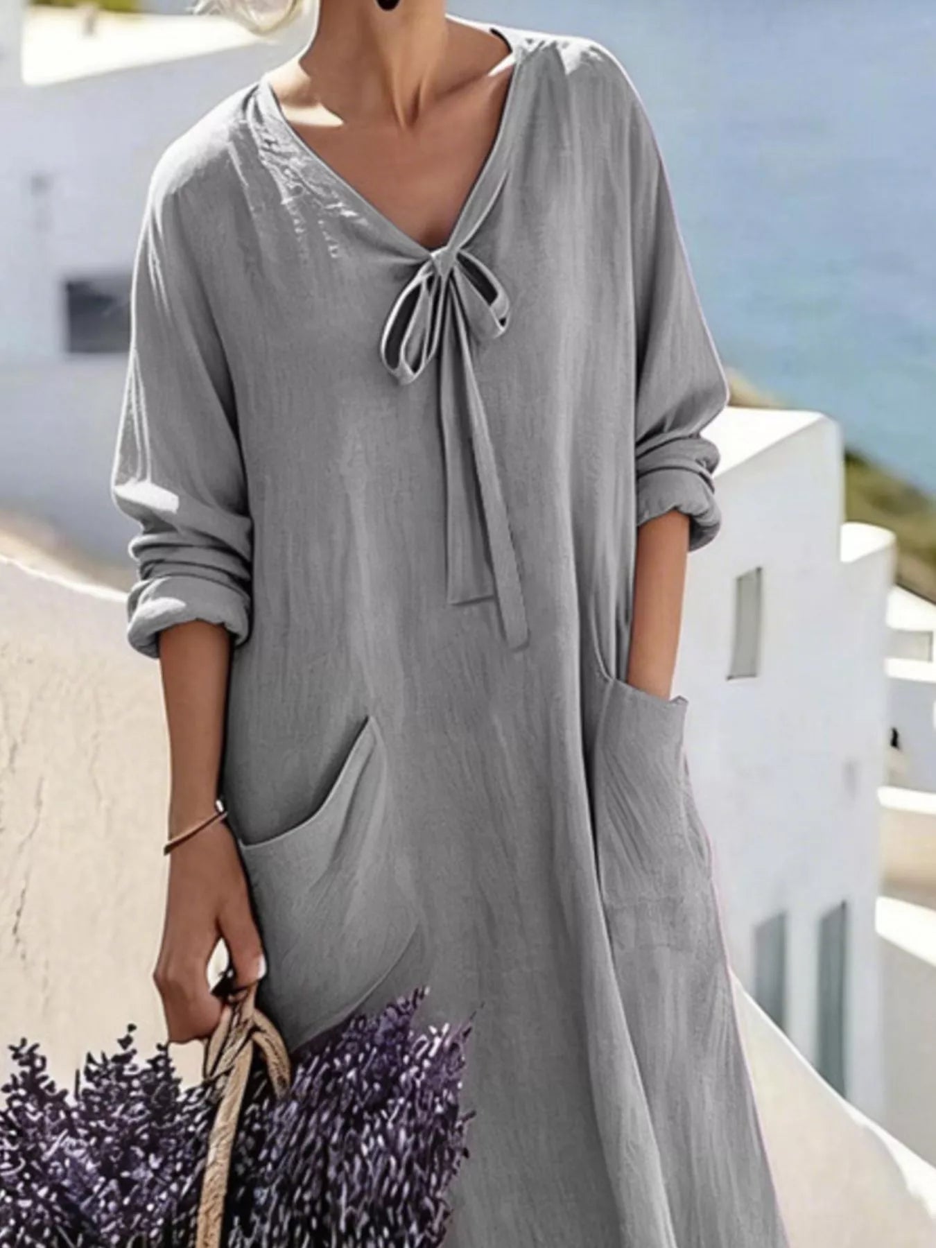 Long Sleeve Maxi Dress with Pockets