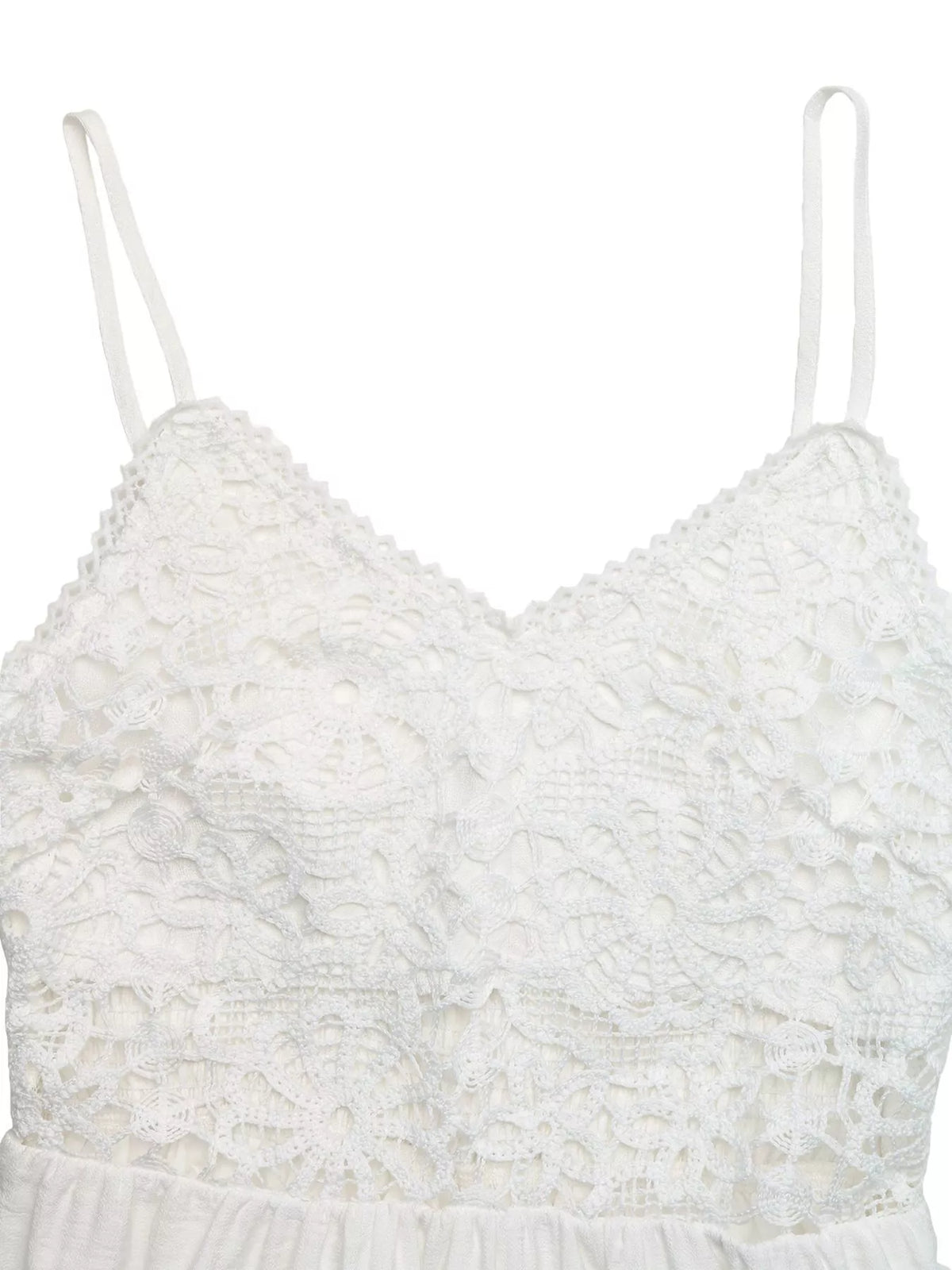 Lace V-Neck Flowy Maxi Dress in White