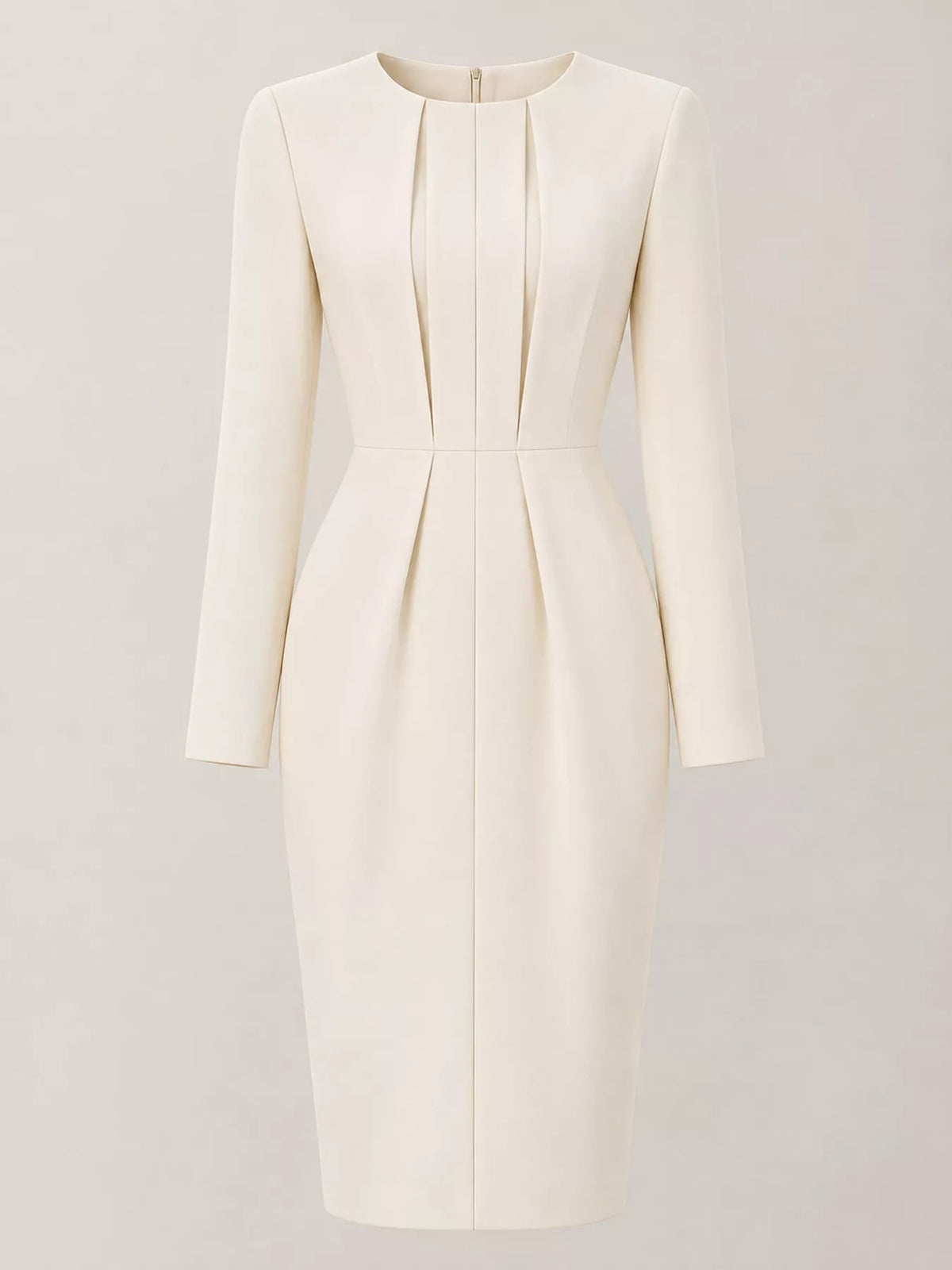 Pleated Long-Sleeve Bodycon Dress