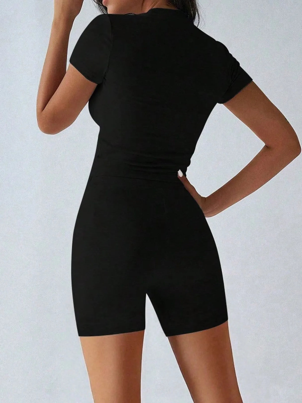 Ribbed Round Neck Top and Shorts Set
