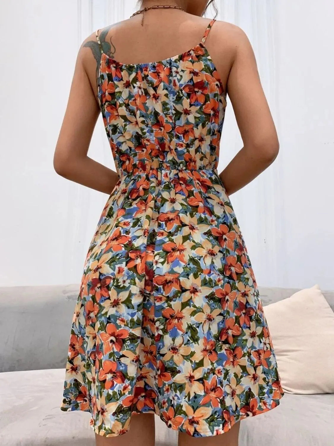 Floral Print Spaghetti-Strap Mini Dress