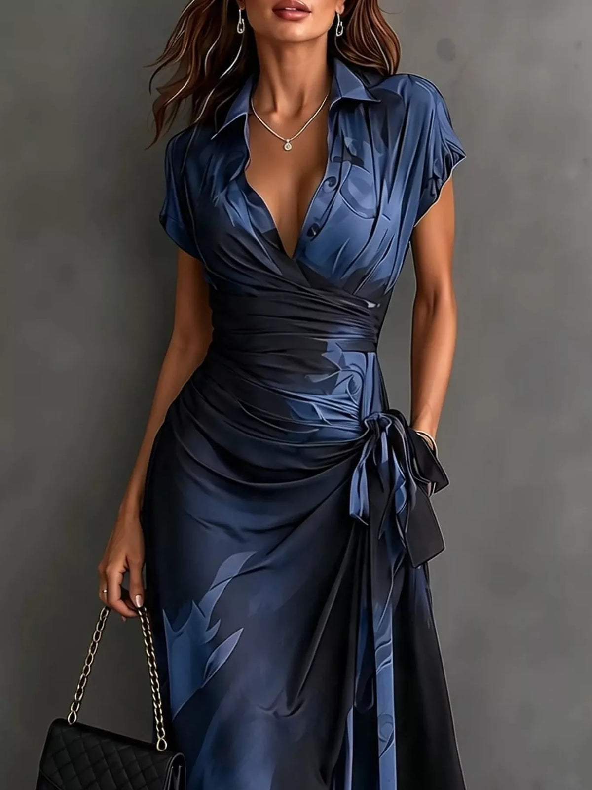 Tie Detail Surplice Dress