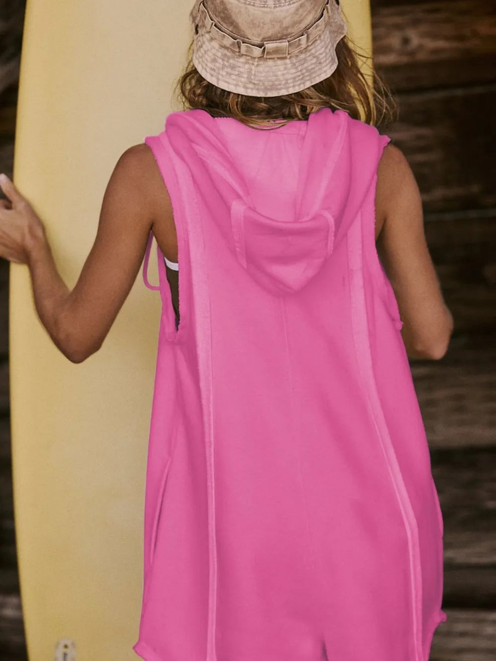 Half-Zip Hooded Sleeveless Romper