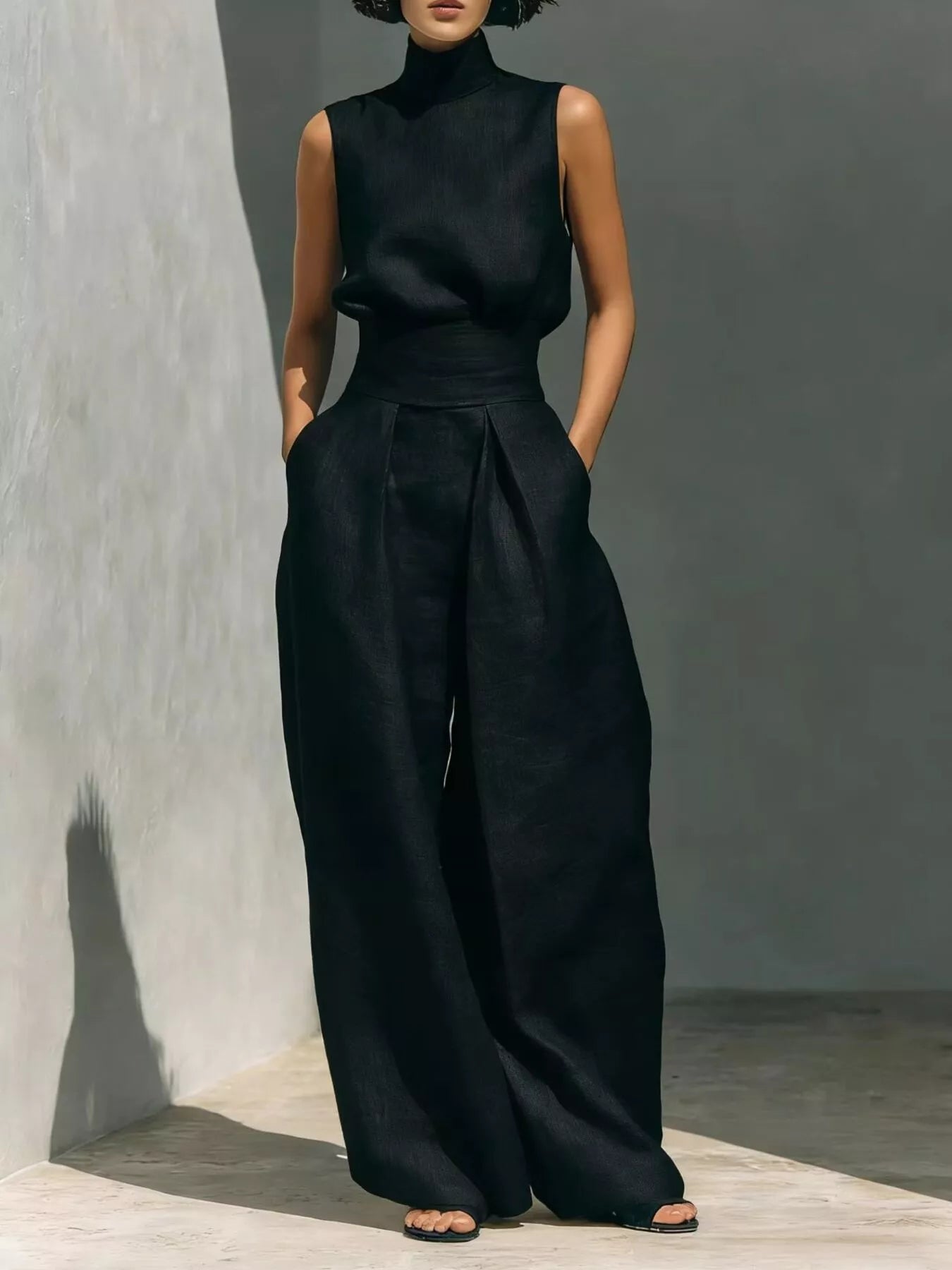Smocked Waist Wide-Leg Jumpsuit