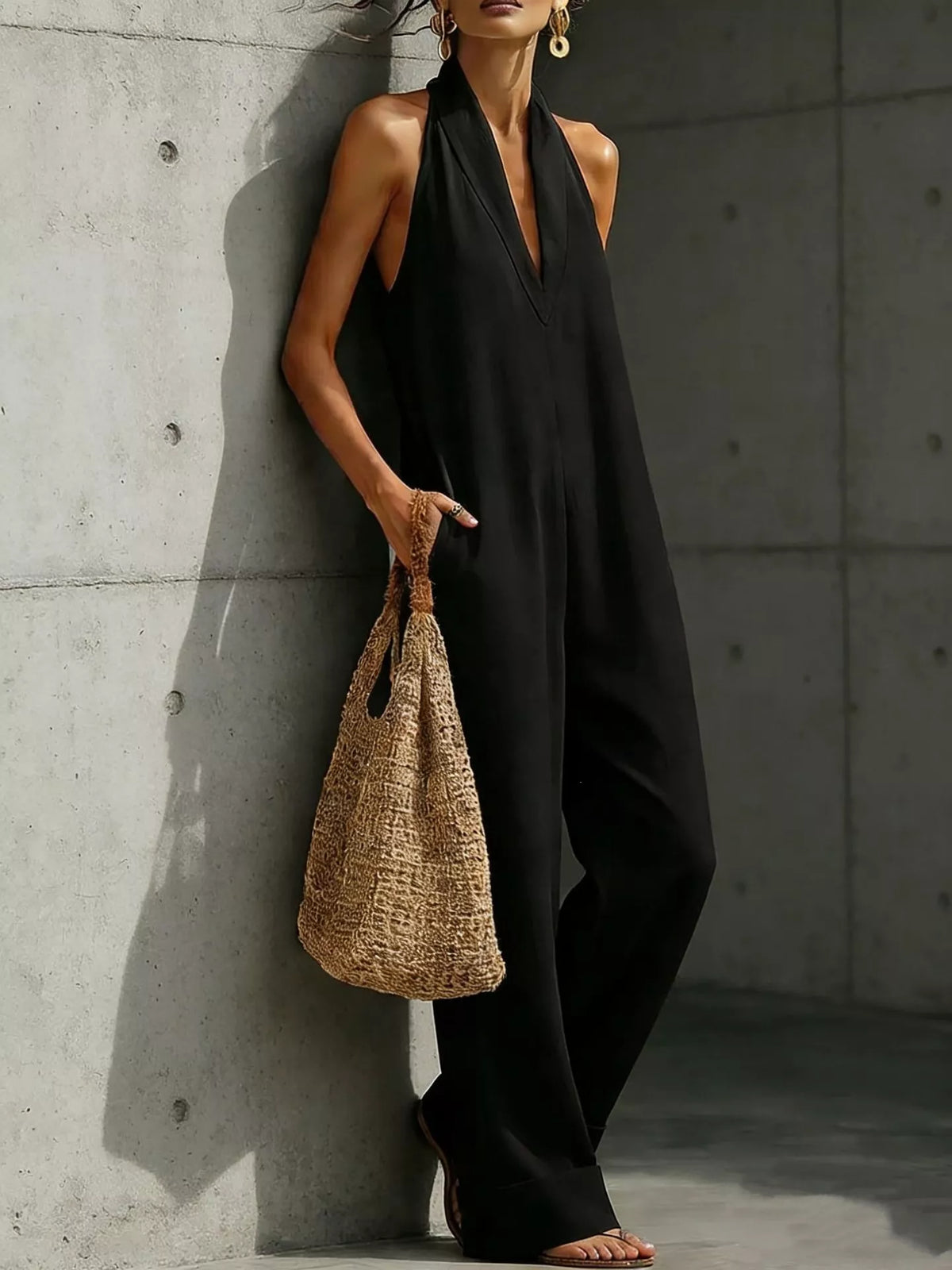 Halter Neck Wide Leg Jumpsuit