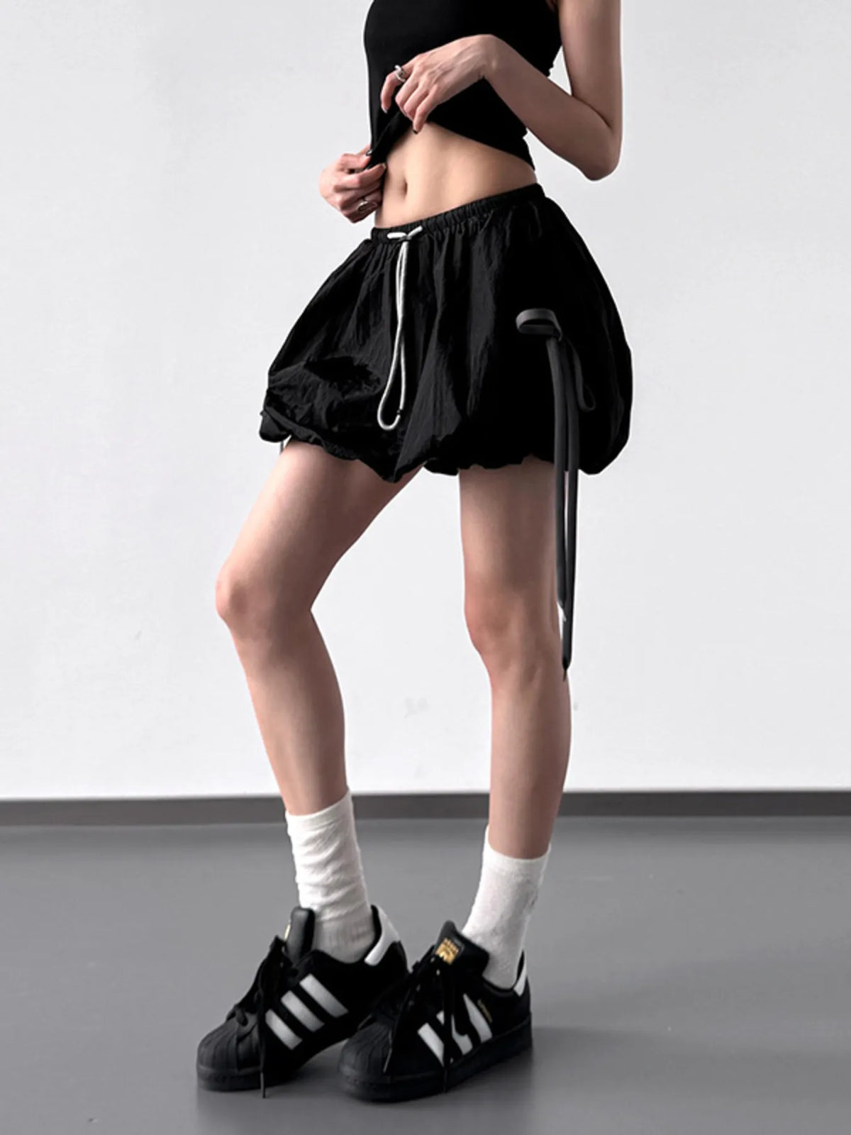 Bubble Hem Drawstring Shorts