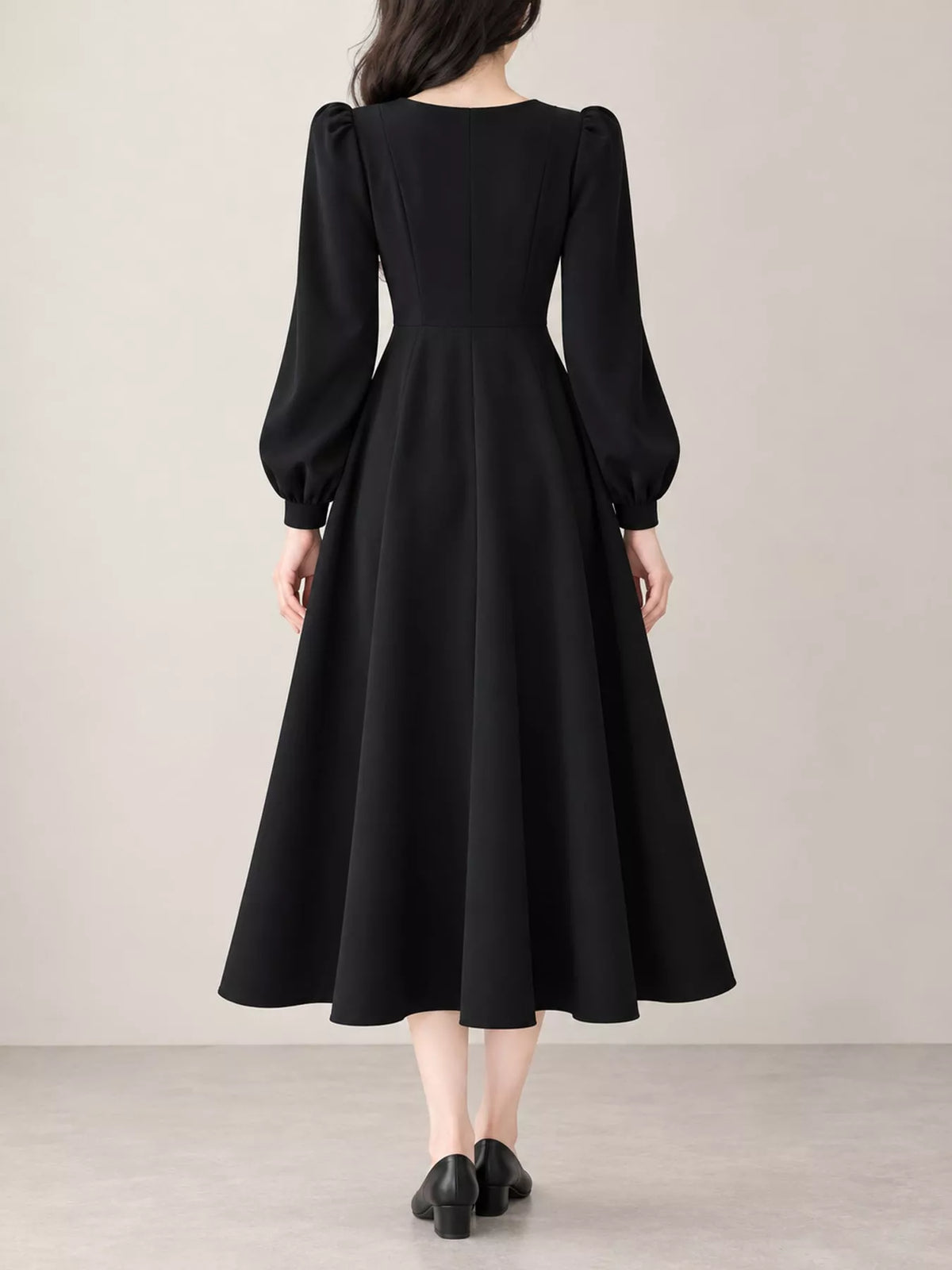 Long Sleeve A-Line Midi Dress