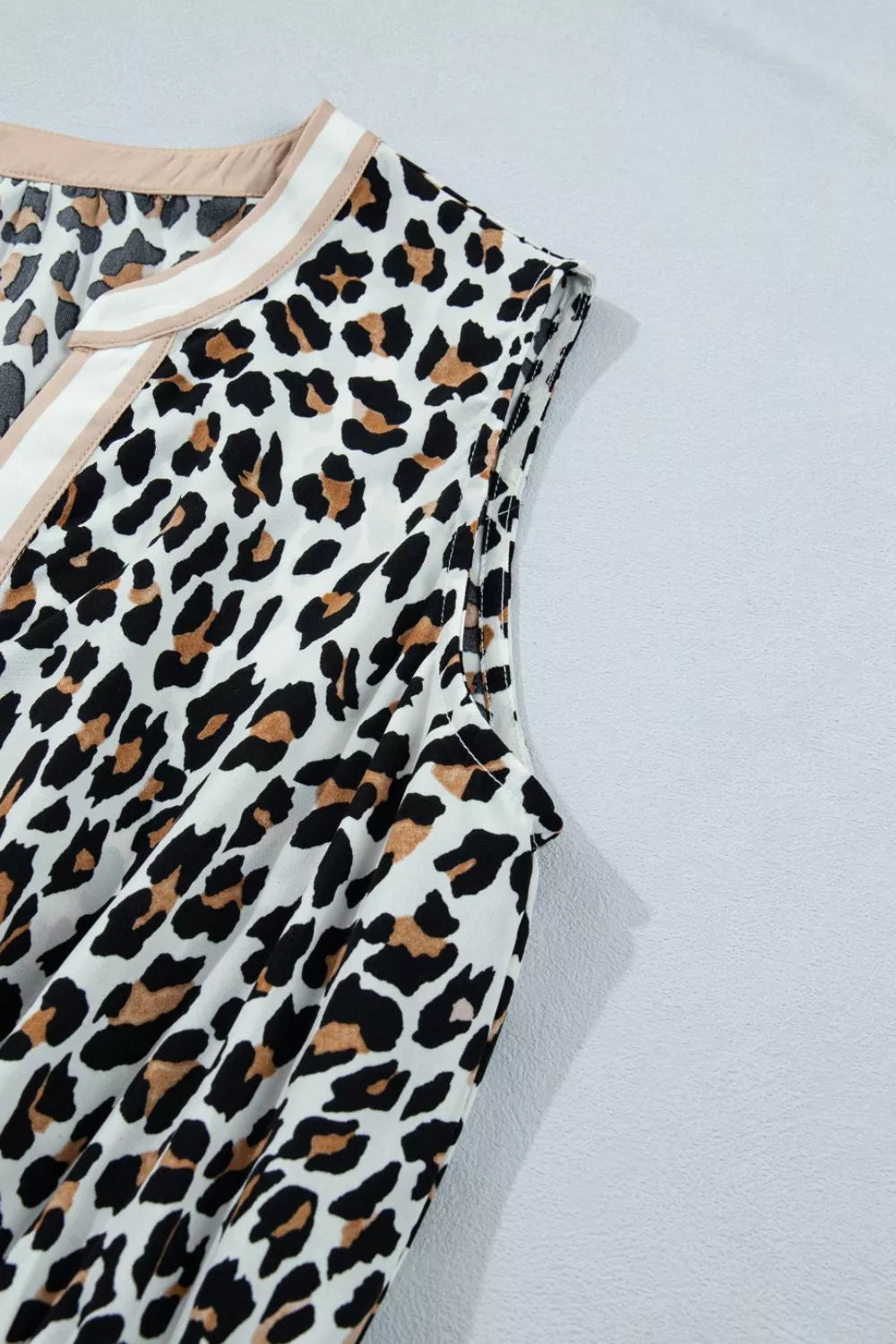 Leopard Print Colorblock-Trim Midi Dress