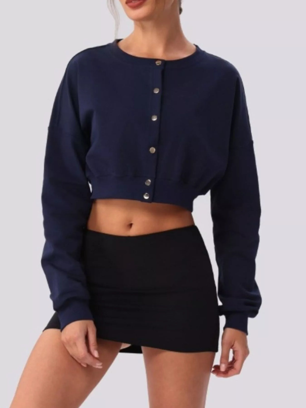 Cropped Button-Down Active Top