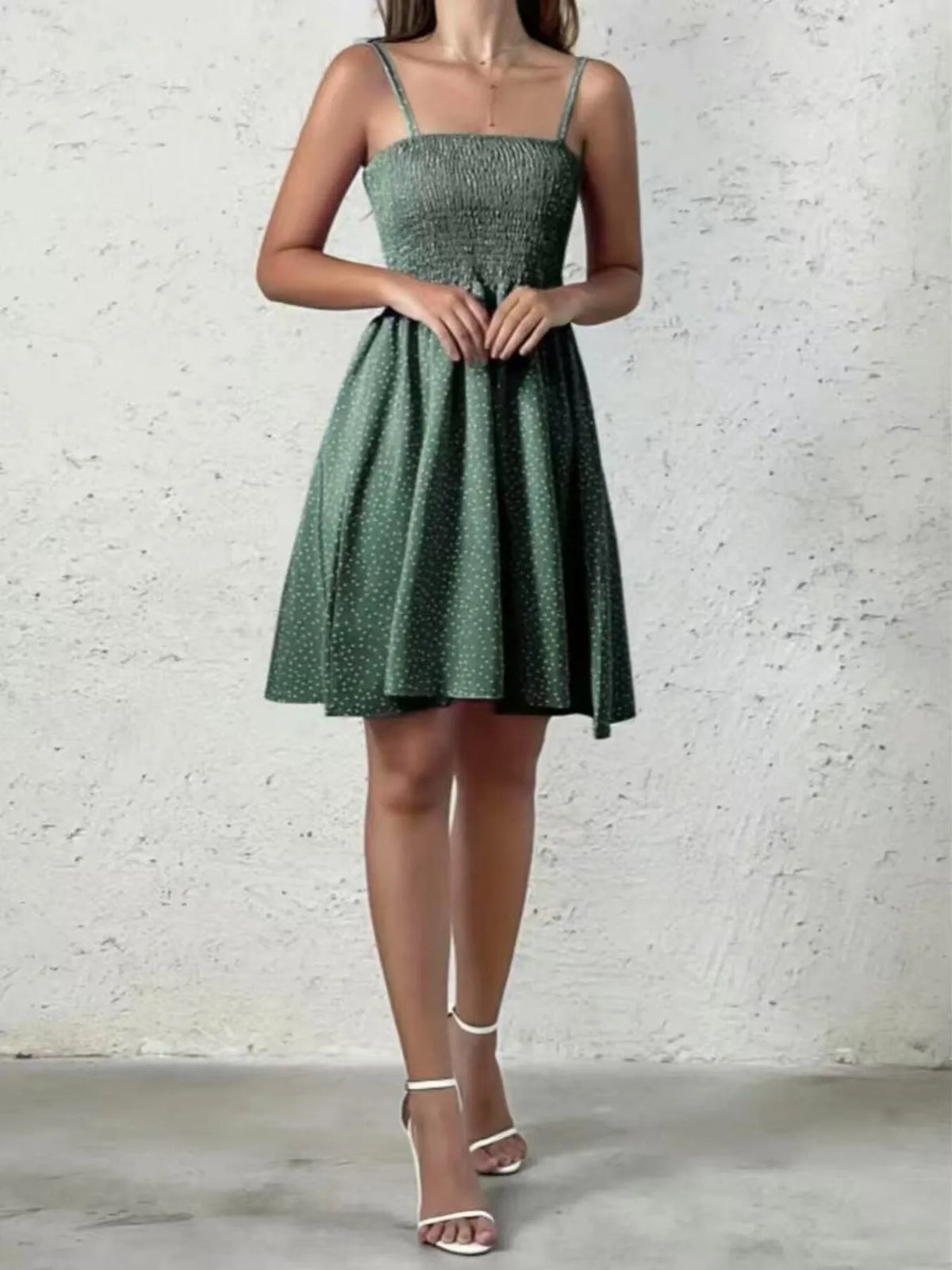 Plus Size Smocked Square Neck Cami Dress