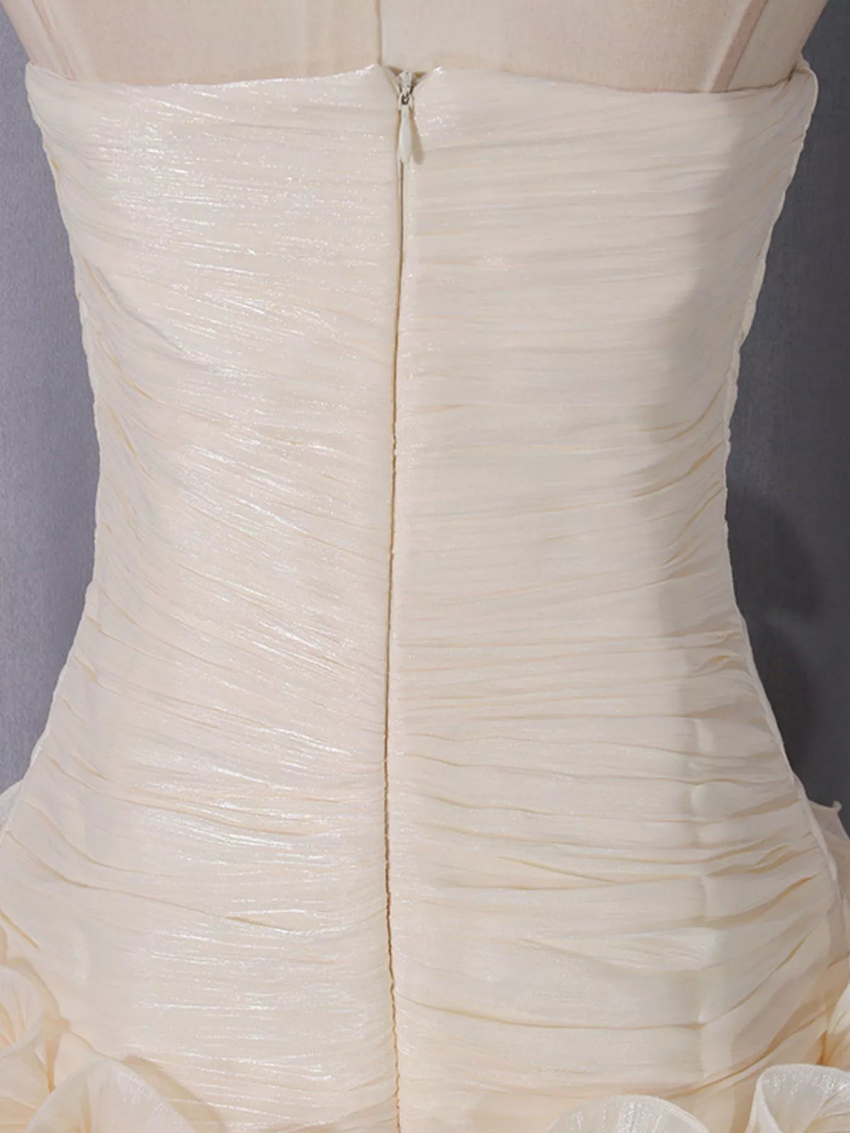 Strapless Ruffle Ruched Mini Dress in Apricot