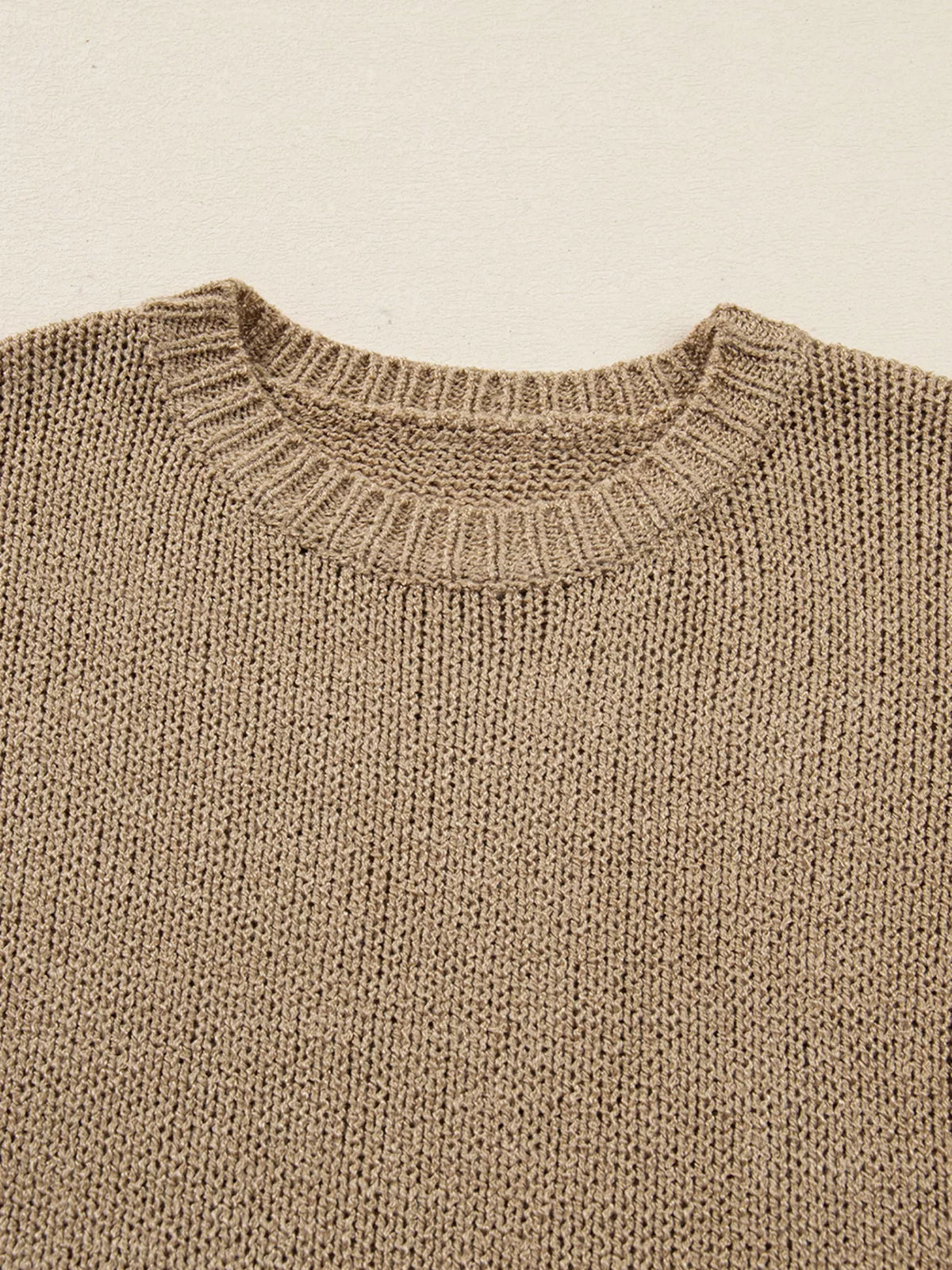 Oversized Drop-Shoulder Slouchy Sweater Dress in Camel
