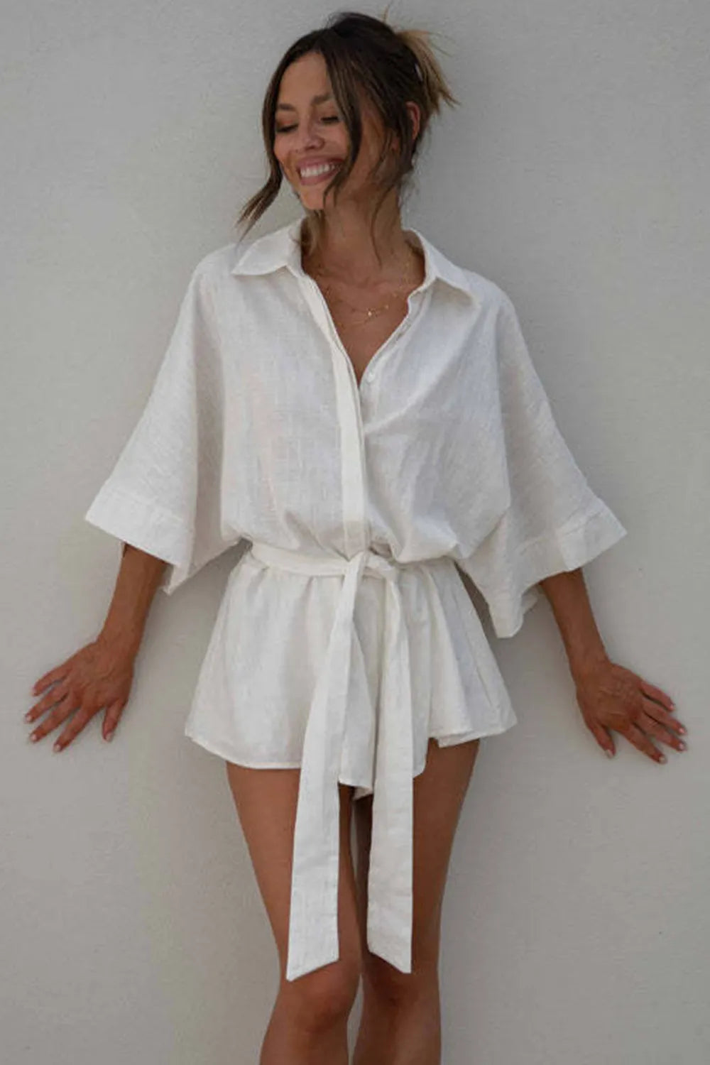 Collared Button-Up Romper