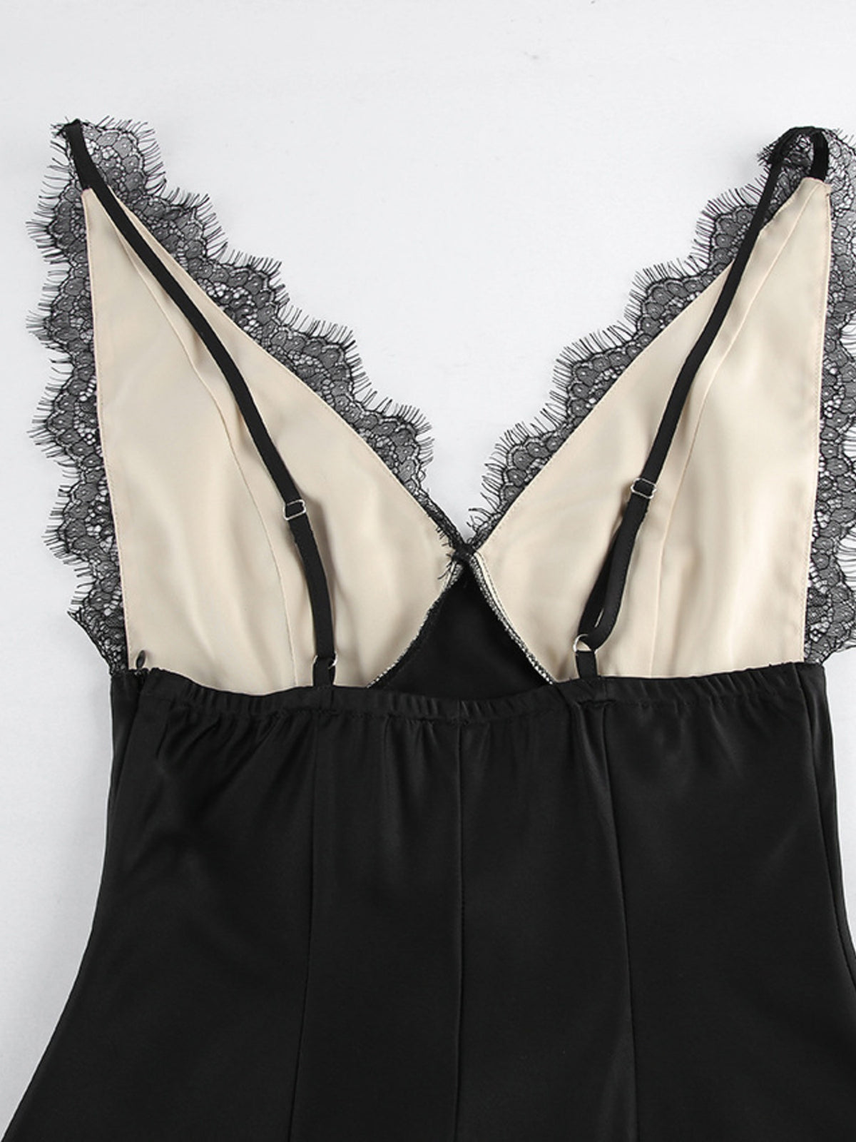 Lace-Trimmed Adjustable-Strap Midi Dress