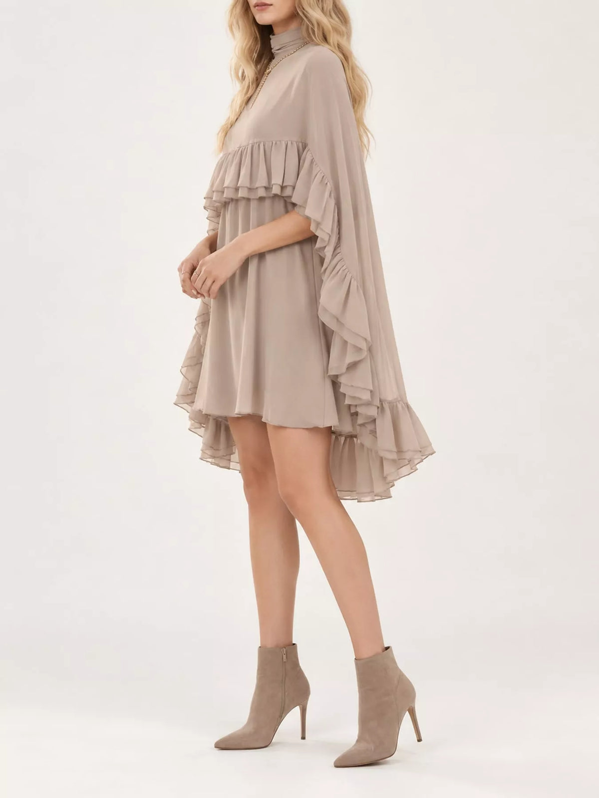 Ruffled Cape and Cami Dress Set