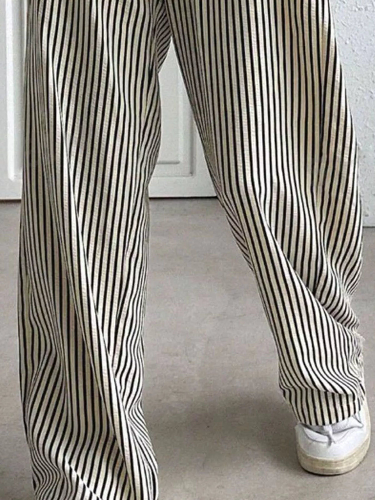 Striped Drawstring Wide Leg Pants