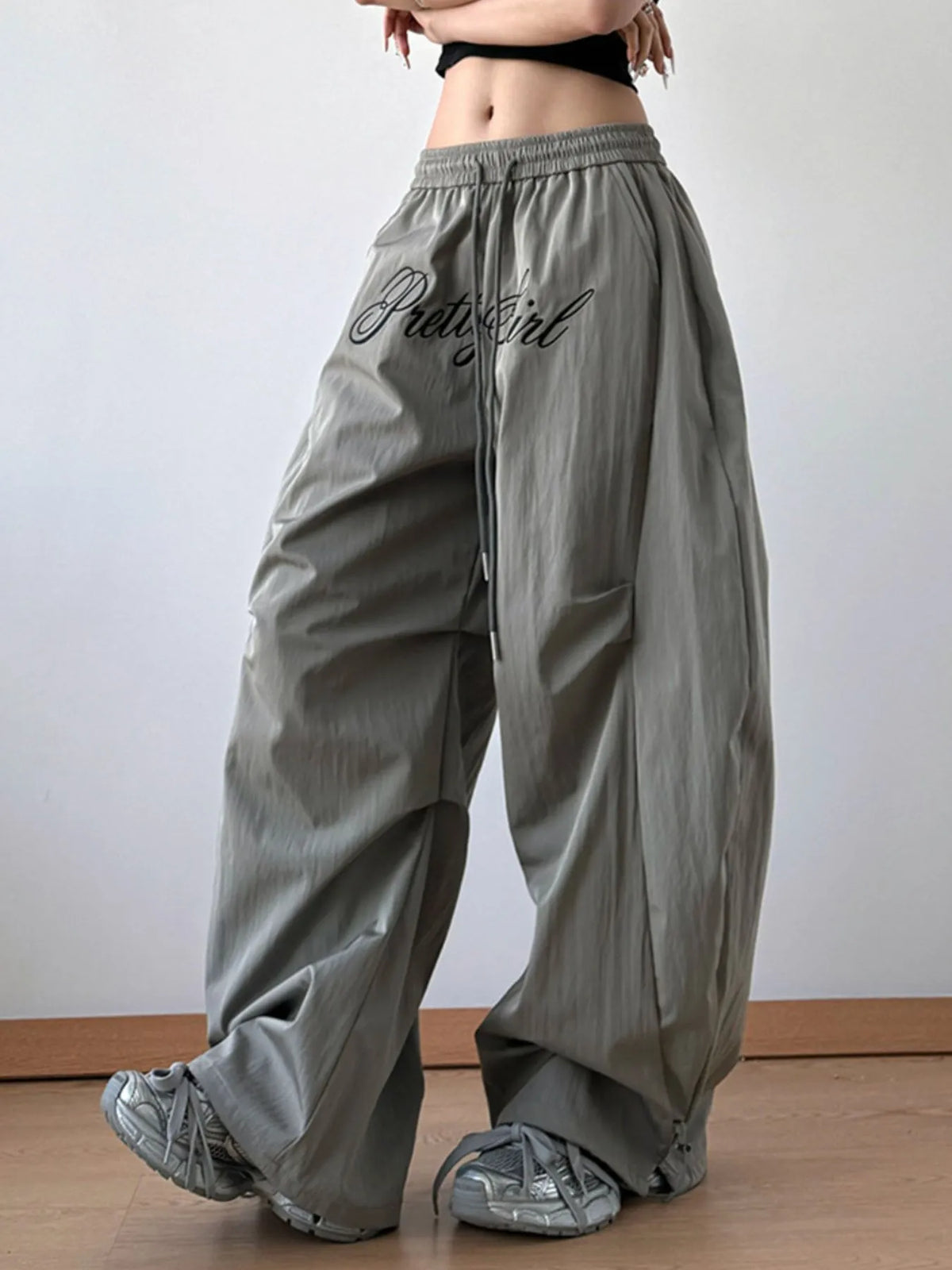 Oversized Wide Leg Pants with Drawstring