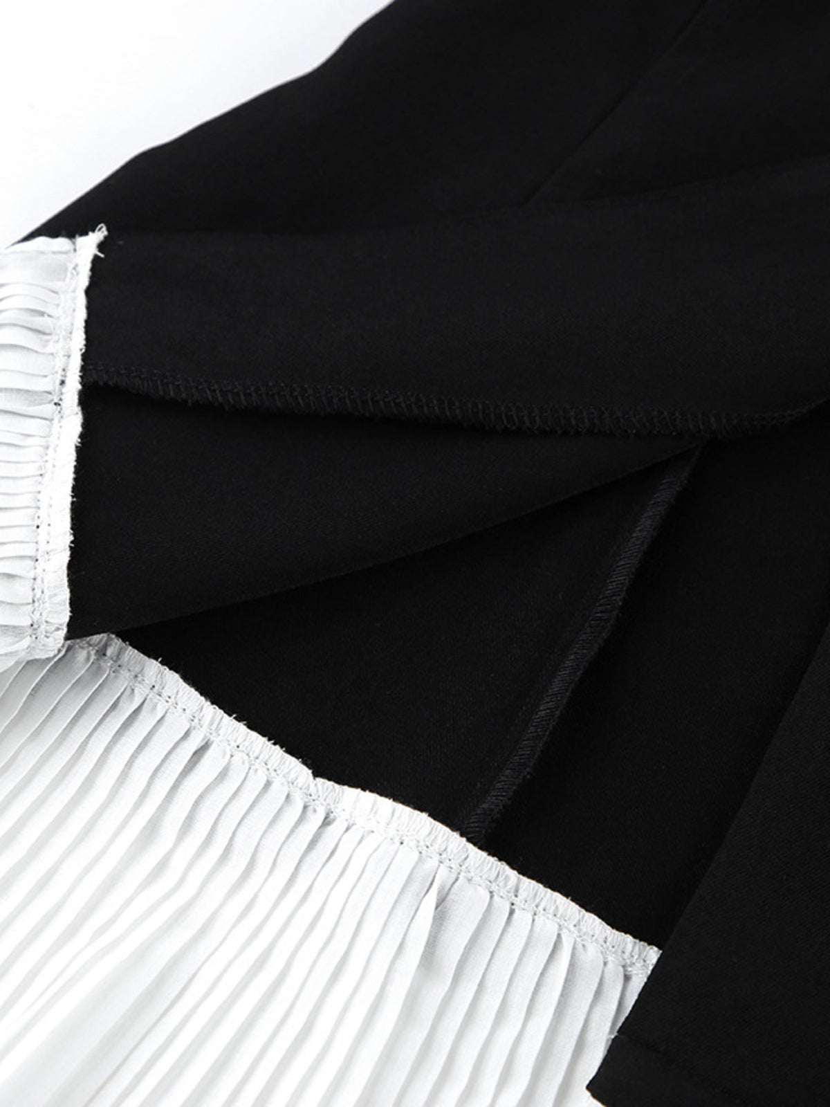 Pleated Single-Button Blazer Dress in Black