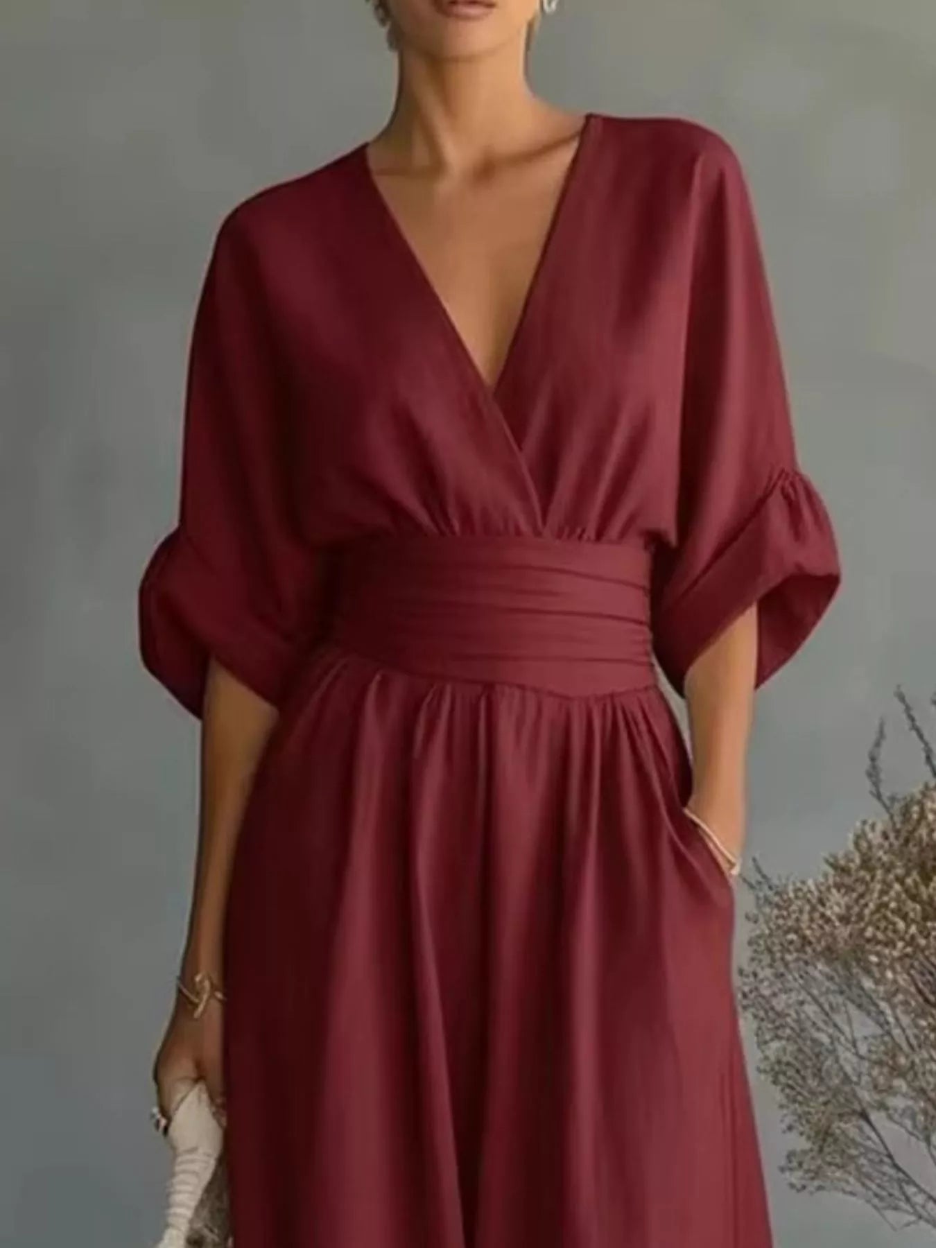 Half Sleeve Wide Leg Jumpsuit
