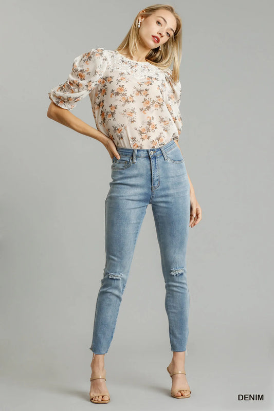 Umgee Distressed Skinny Jeans in Denim