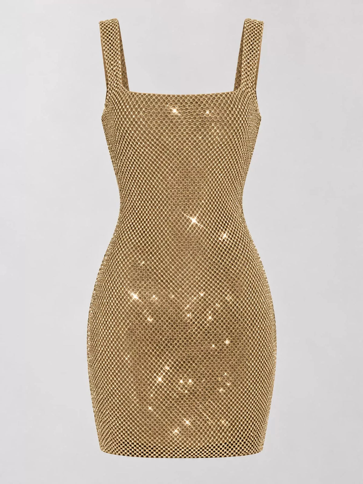 Backless Rhinestone Mesh Bodycon Mini Dress