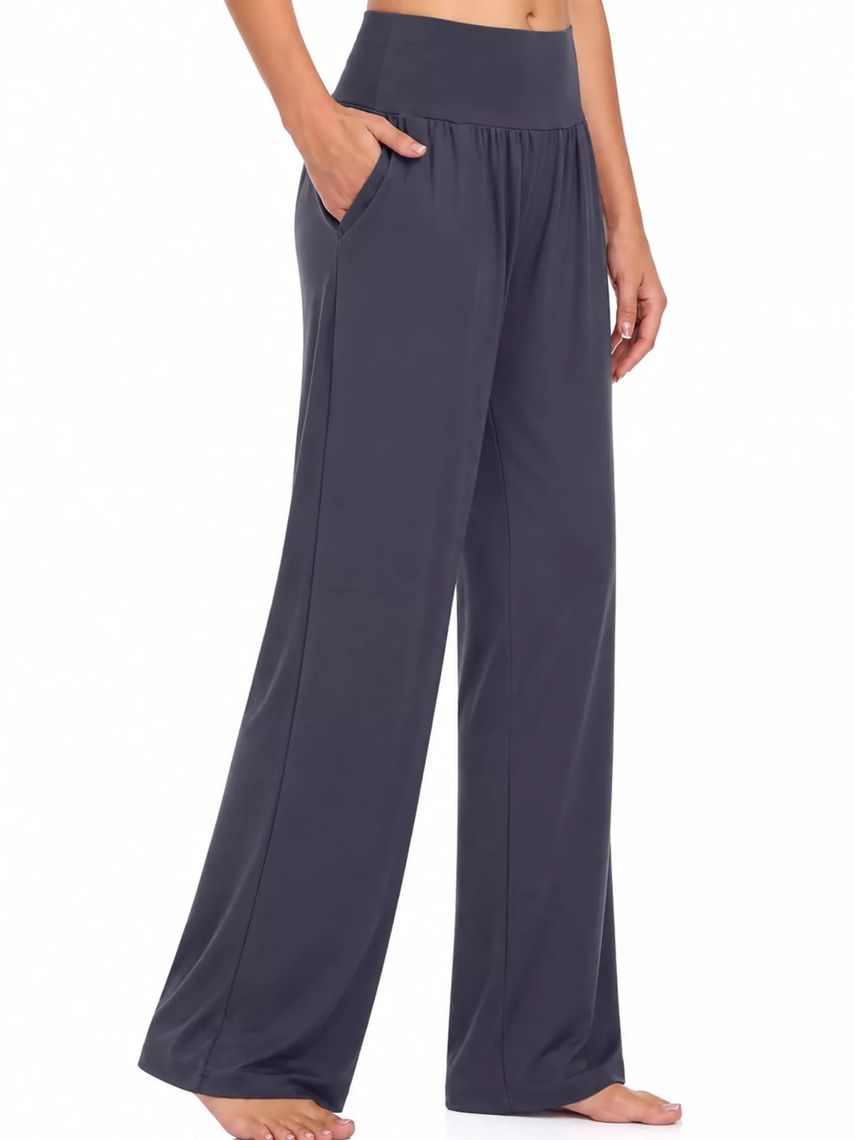 High-Rise Wide-Leg Pants with Pockets