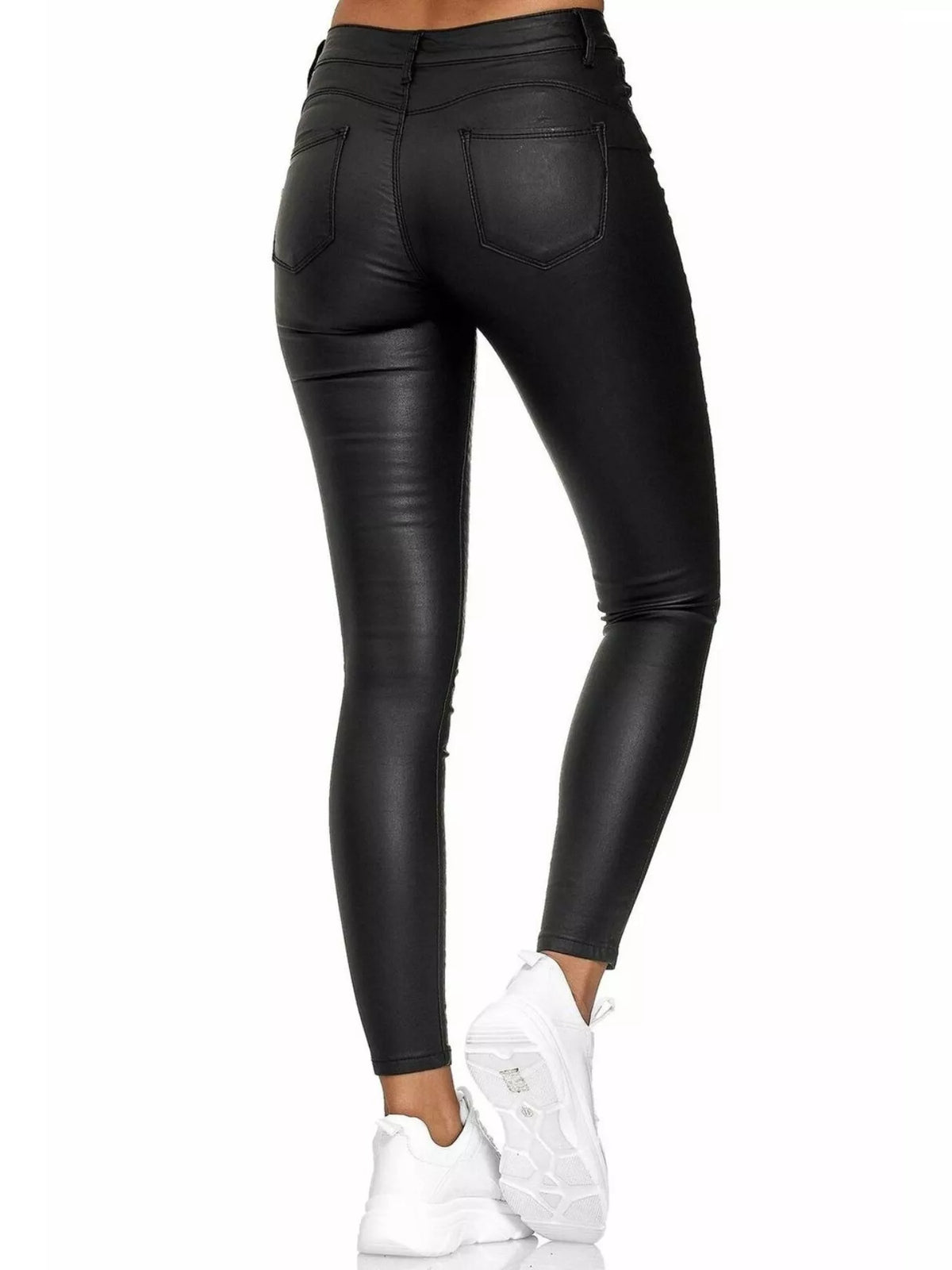 High-Waisted Faux-Leather Skinny Pants
