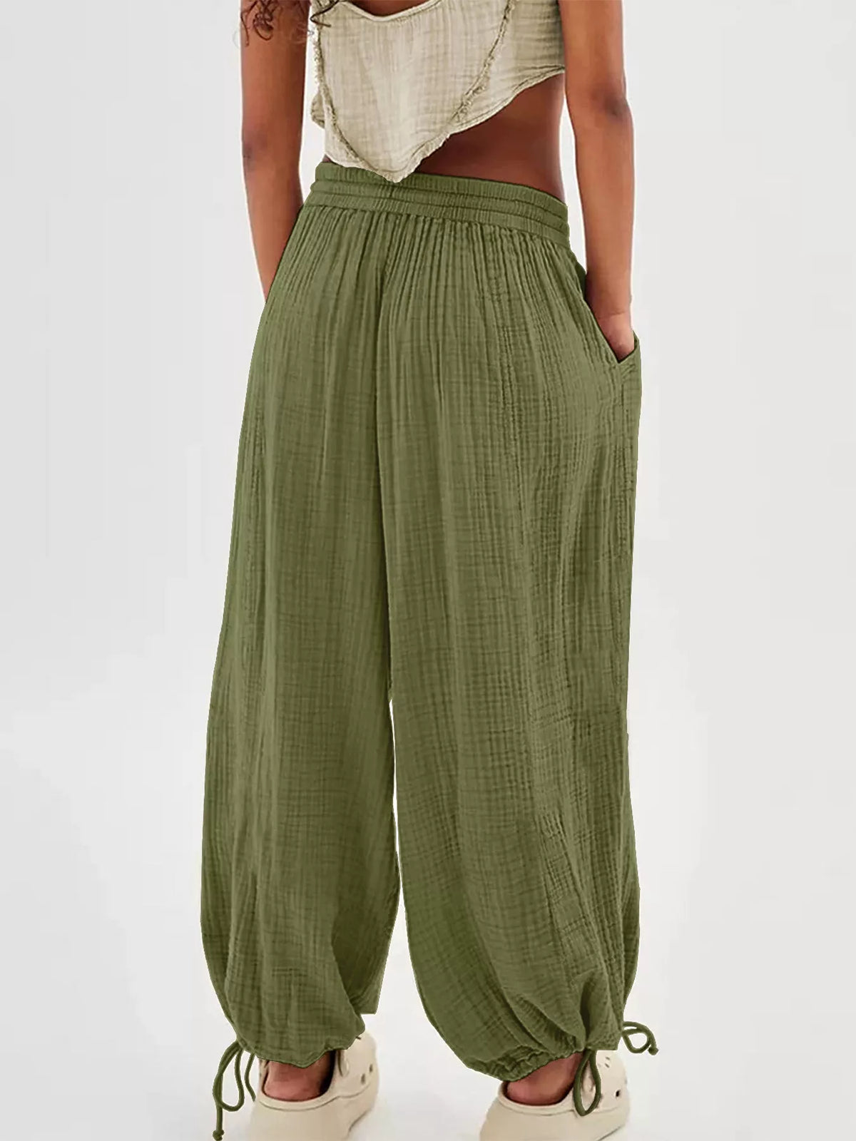 Loose-Fit Gauze Drawstring Pants